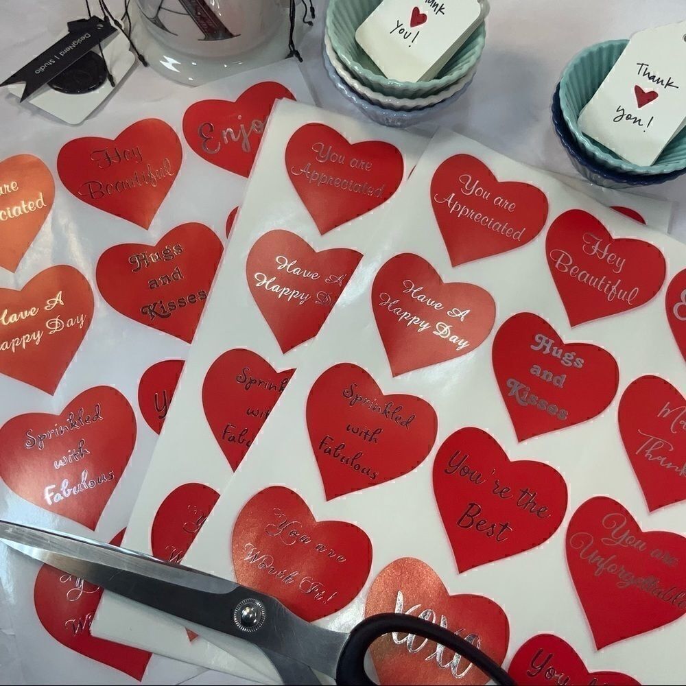 3” XL HEART STICKERS FOR BUSINESS SUPPLY SELLER THANK YOU BULK POSHMARK PRO